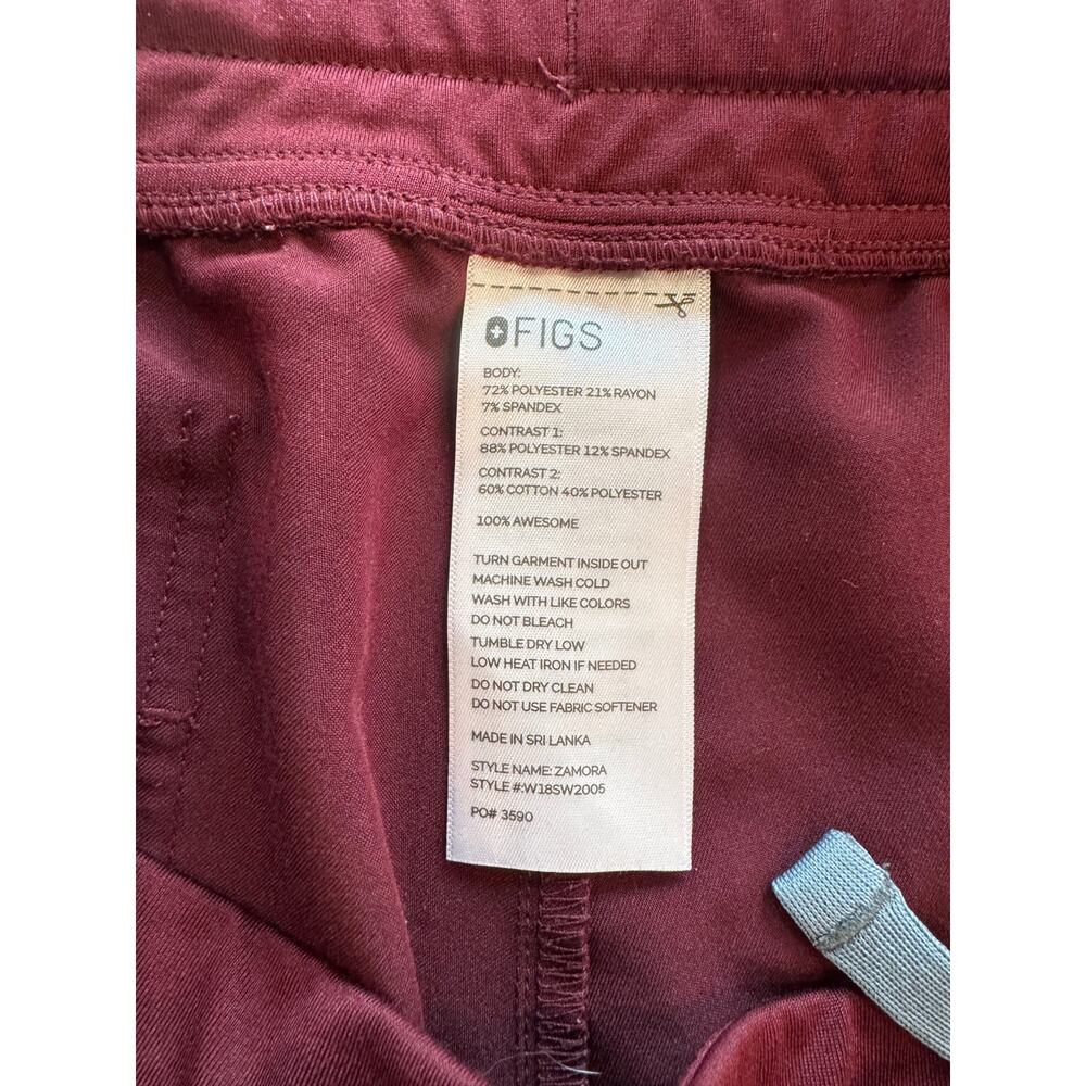 FIGS Zamora Jogger Scrub Pants Women's XL Burgundy Red 3590 Standard Rise Core - Picture 6 of 10
